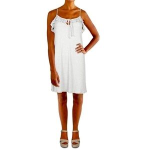 Anthropologie Maronie grey slip dress. Lace ruffle Adjustable straps.Size S.NWT